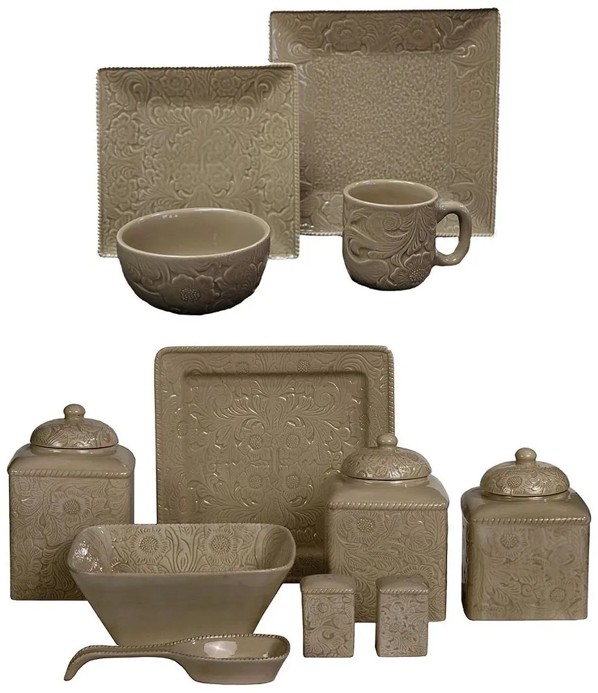 HiEnd Accents Savannah 24Piece Western Dinnerware and Canister Set