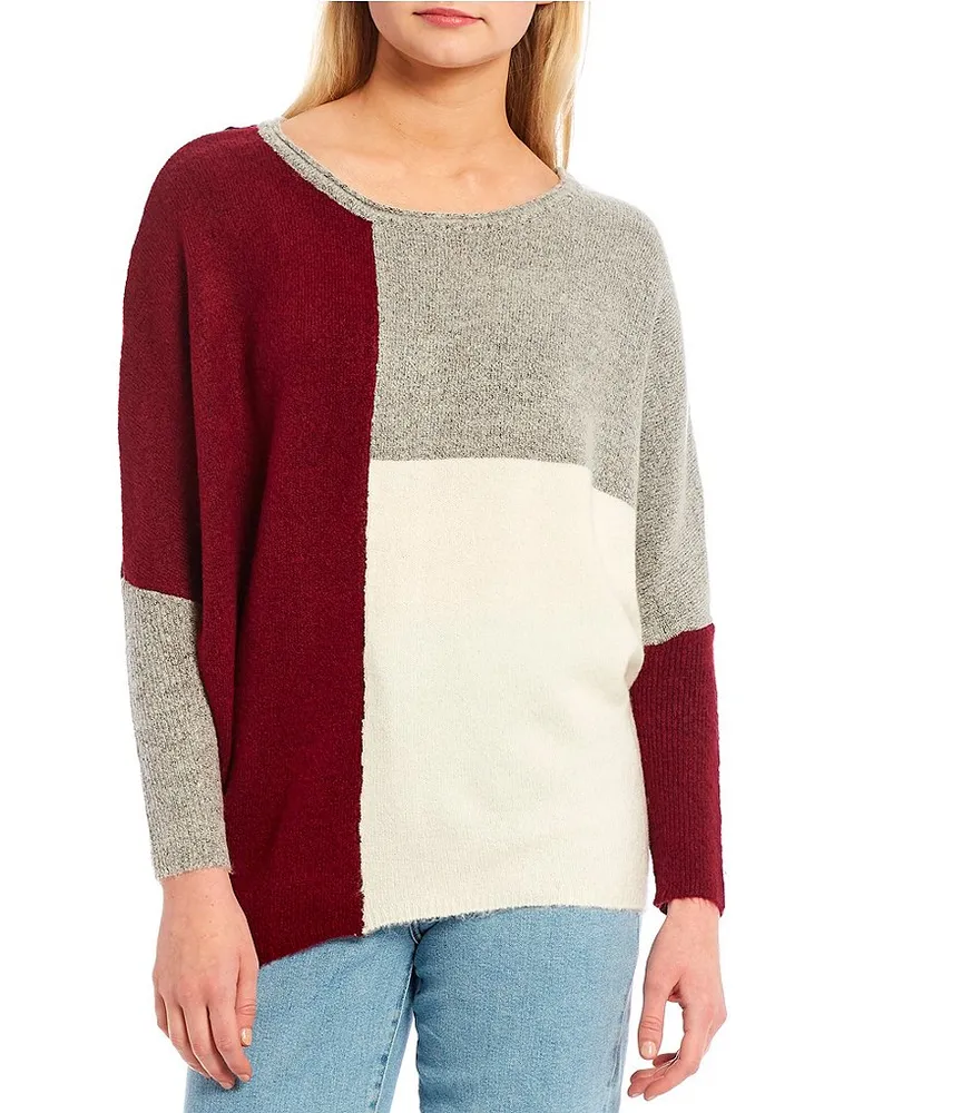 I.n. San Francisco Color Block Long Dolman Sleeve Pullover Sweater