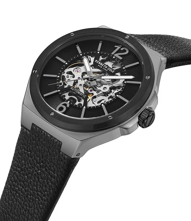 Kenneth Cole New York Men s Automatic Black Leather Strap Watch