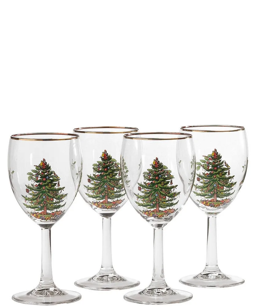 Spode Christmas Tree Wine Glasses Set of 4 | Green Tree Mall