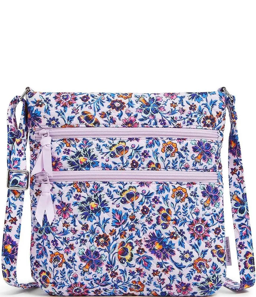 Vera Bradley Triple Zip Hipster Cloud Vine Print Crossbody Bag