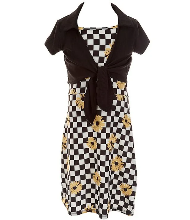 Ally B Big Girls 7 16 Short Sleeve Tie Front Shrug Chevron