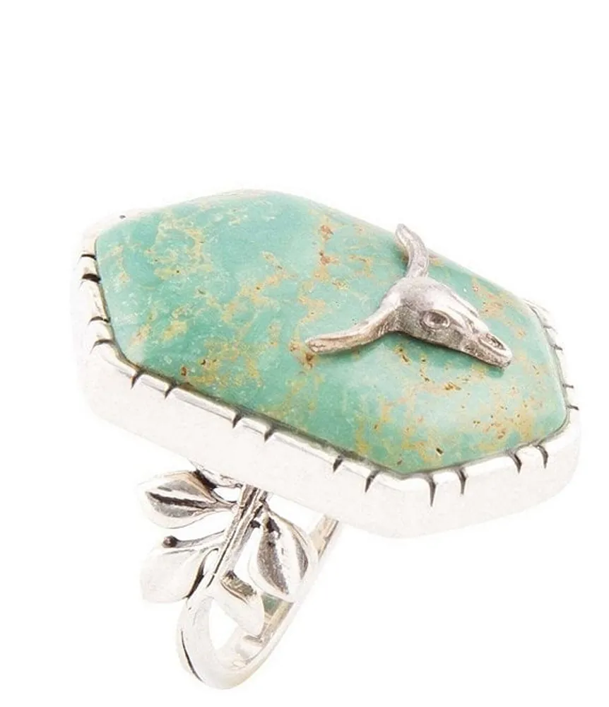 Barse Longhorn Sterling Silver Genuine Stone Green Turquoise