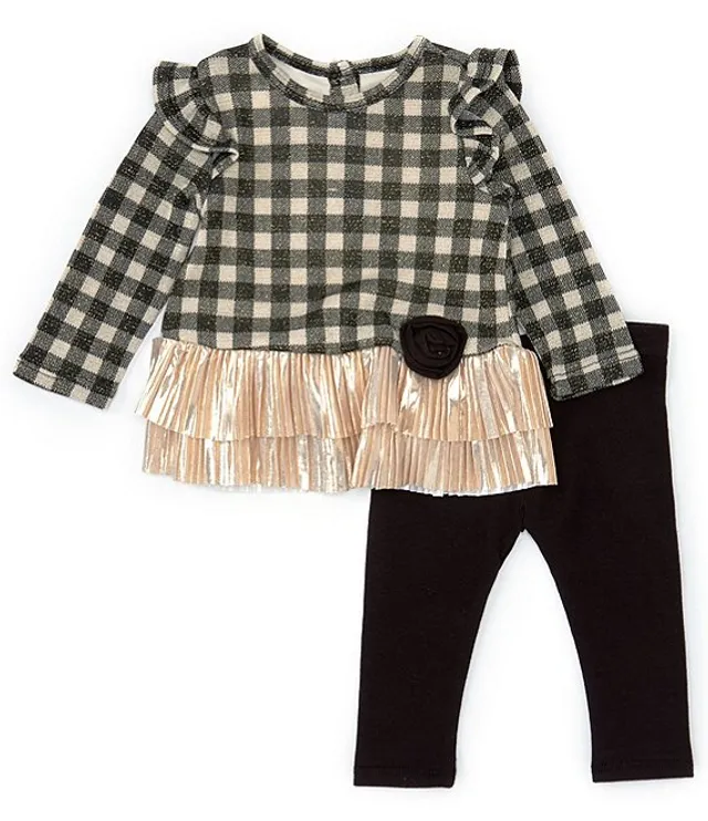 Bonnie Jean Baby Girls Newborn 24 Months Long Sleeve Checked Lurex