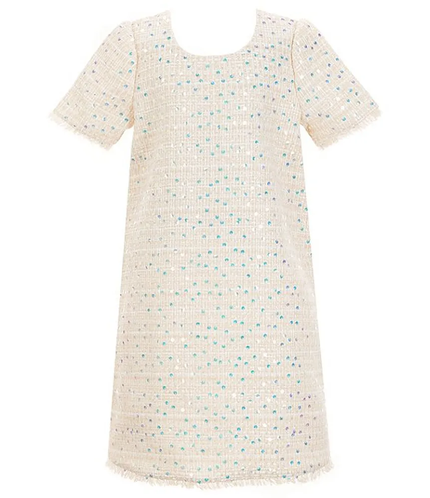 Bonnie Jean Big Girls 7 16 Short Sleeve Sequin Embellished Boucle