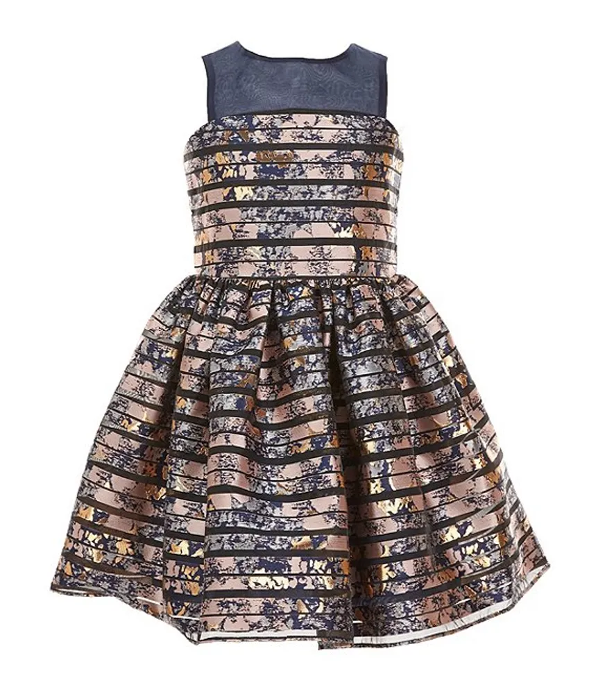 Bonnie Jean Big Girls 7 16 Sleeveless Illusion Stipe Foiled