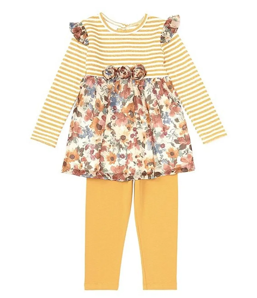 Bonnie Jean Little Girls 2T 6X Long Sleeve Striped Floral Mixed