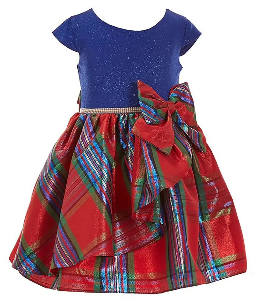 Bonnie Jean Little Girls 2T 6X Short Sleeve Sparkle Knit Plaid