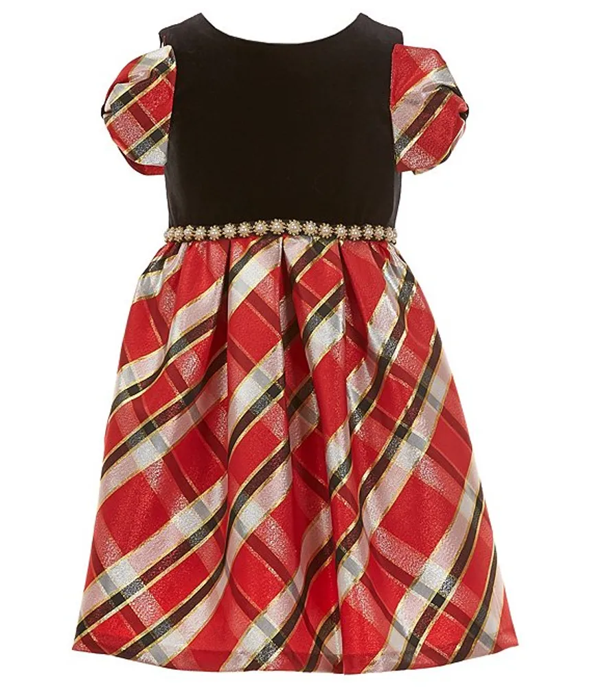 Bonnie jean metallic plaid dress shop