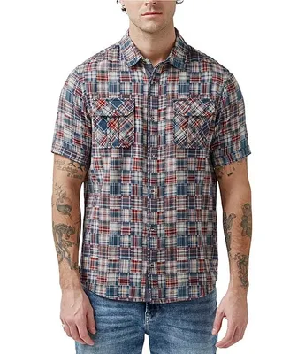 Buffalo David Bitton Simad Leaf Print Short Sleeve Slim Fit Shirt