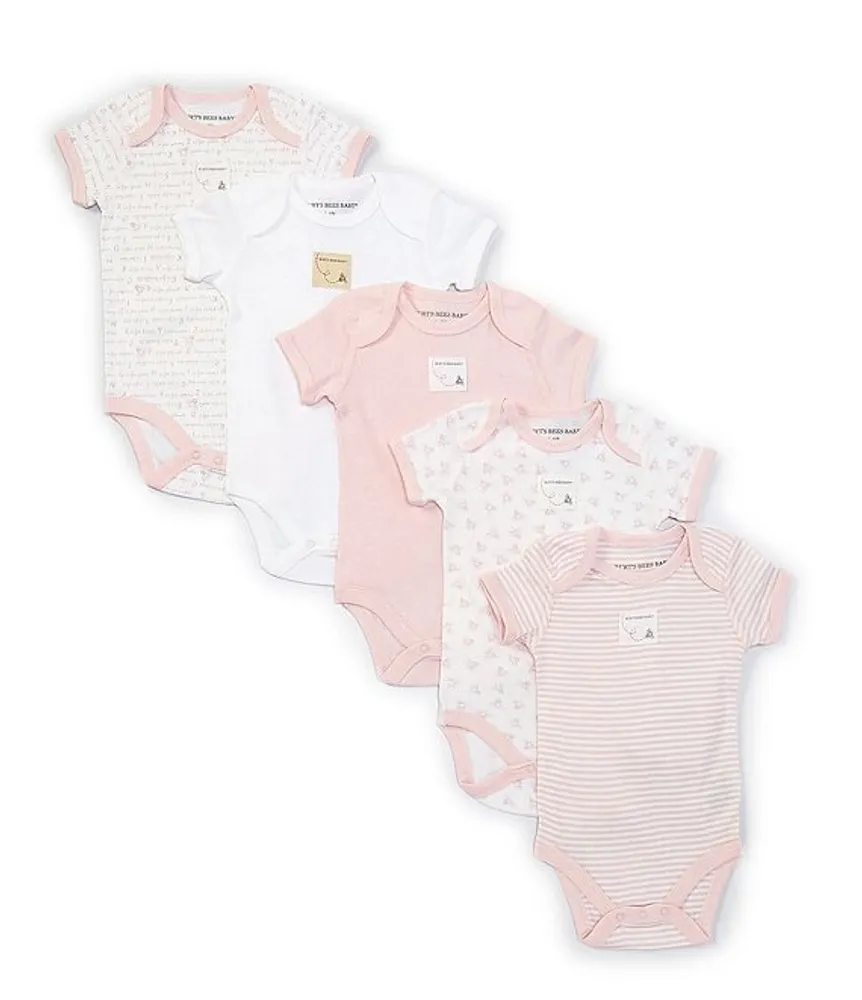 Burt s Bees Baby 3 12 Months Short Sleeve Solid Printed 5 Pack