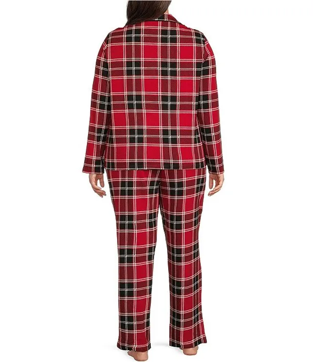 Cabernet Plus Plaid Print Long Sleeve Notch Collar Coordinating