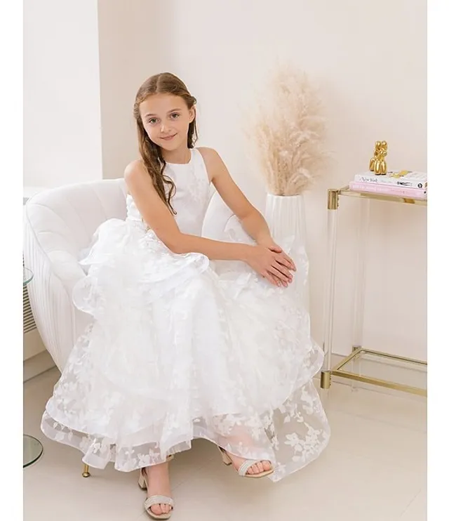 Chantilly Place Big Girls 7 16 Printed Organza Embellished Waist