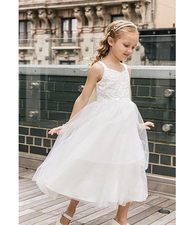 Chantilly Place Little Girls 2T 6X Embroidered Bodice Mesh Glitter