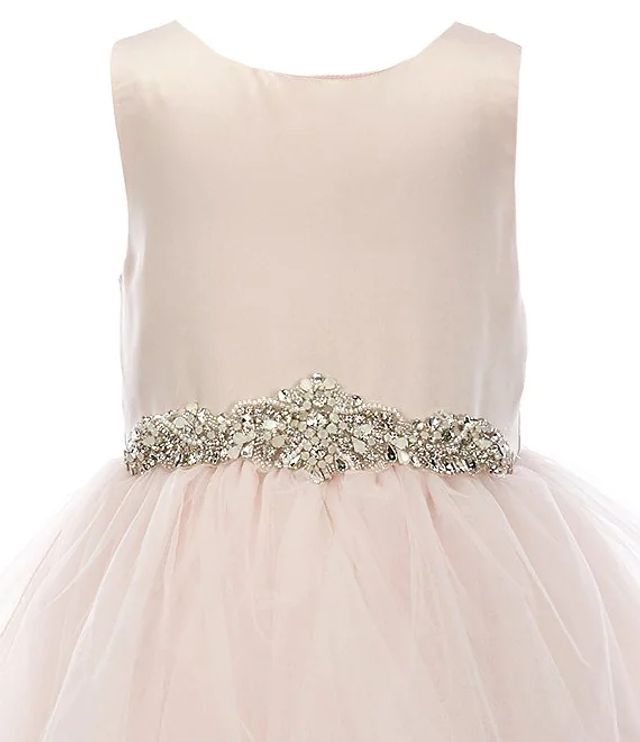 Chantilly Place Little Girls 2T 6X Satin Cascade Mesh Jeweled