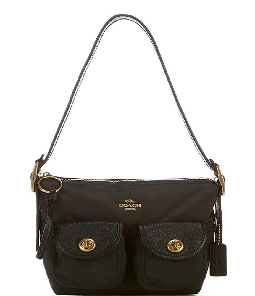 COACH Nylon Vintage Rose Print Interior Cargo Shoulder Bag Alexandria