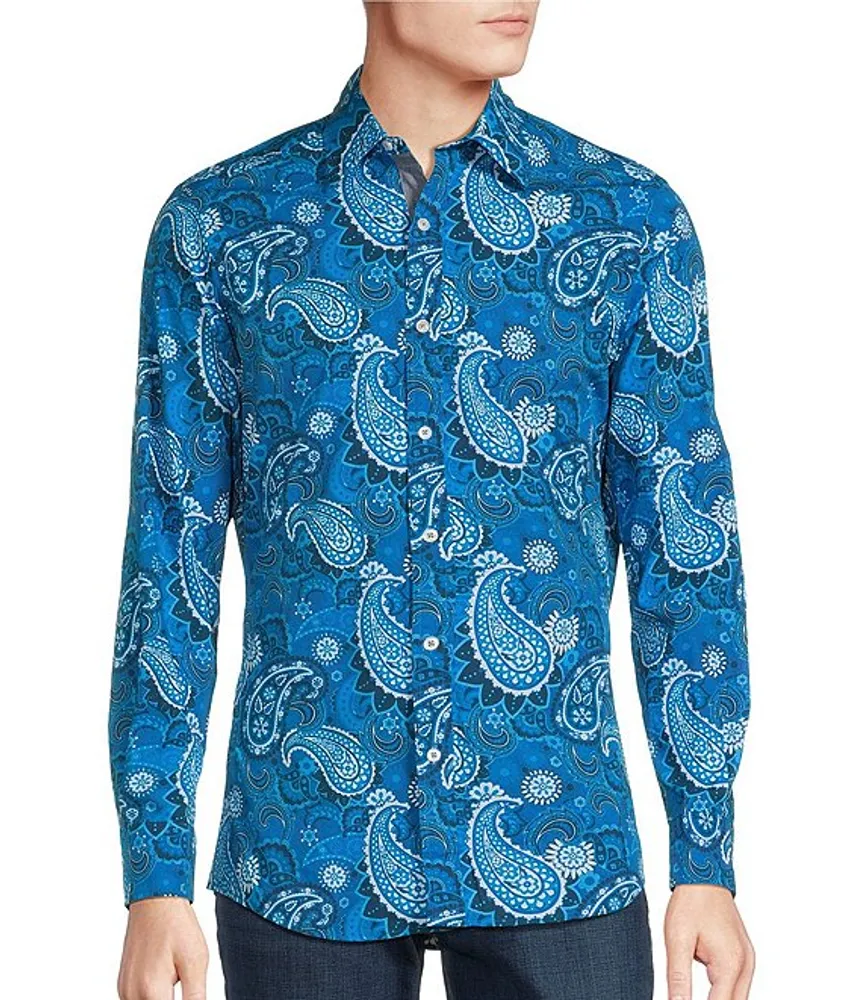 Cremieux Premium Denim Paisley Stretch Long Sleeve Woven Shirt