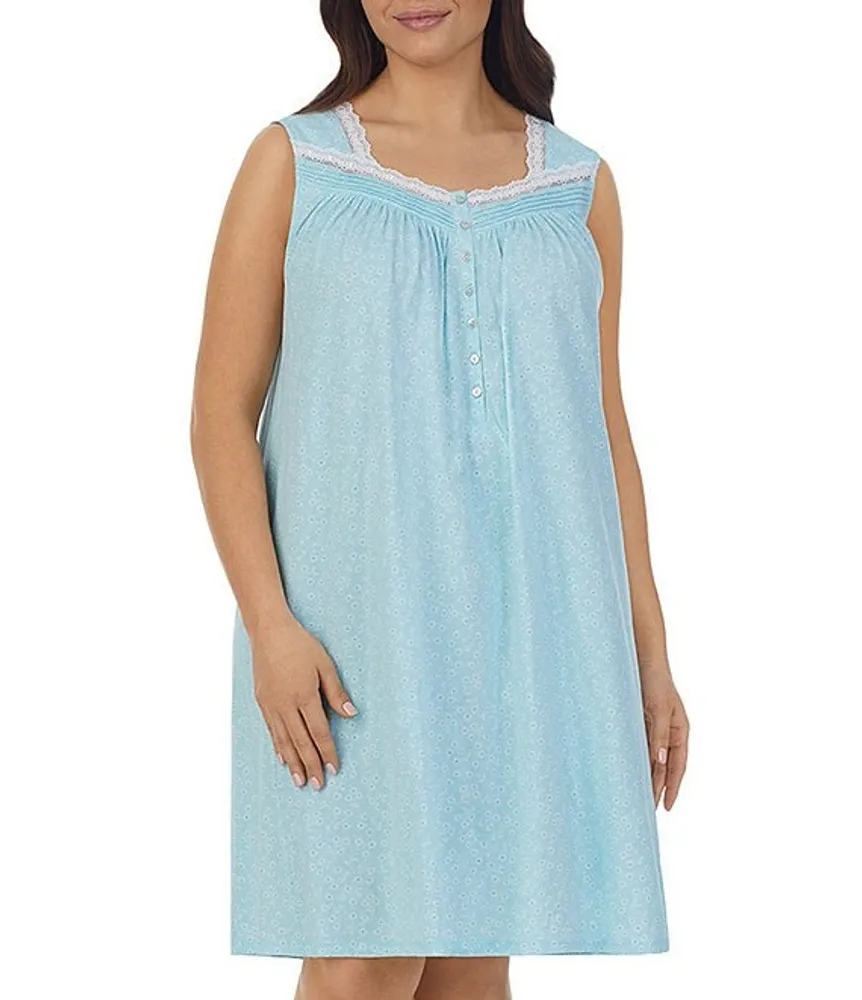 Eileen West Plus Ditsy Floral Print Sleeveless Sweetheart Neck
