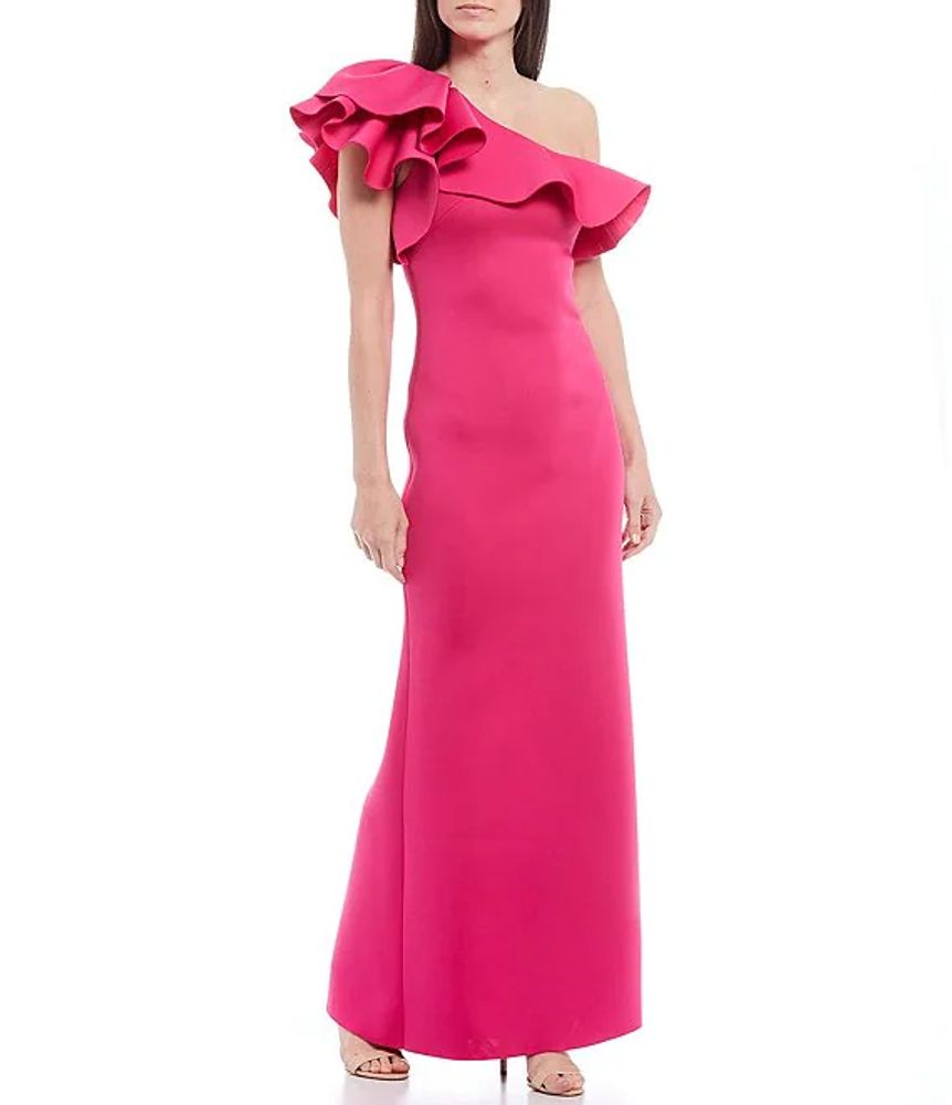 eliza j asymmetric ruffled dress High Low Scoop Neck Asymmetrical Wedding Guest Dress