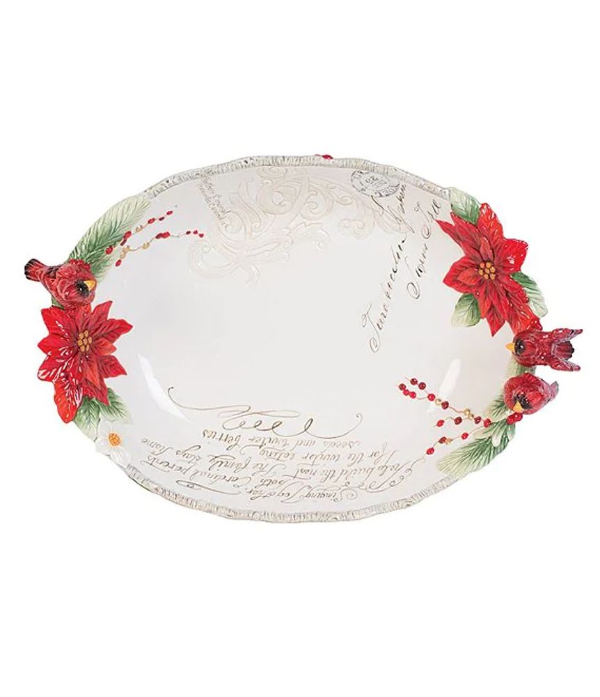 Fitz and Floyd Cardinal Christmas Centerpiece Bowl Alexandria Mall
