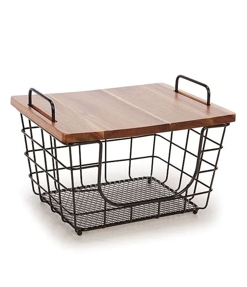 Mikasa Gourmet Basics by Mikasa Madam Stackable Basket with Wood Lid