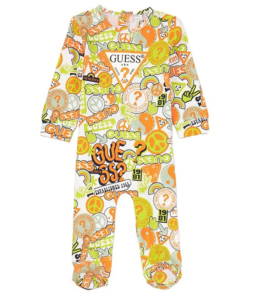 Guess Baby Boys Newborn 12 Months Long Sleeve Printed Footed