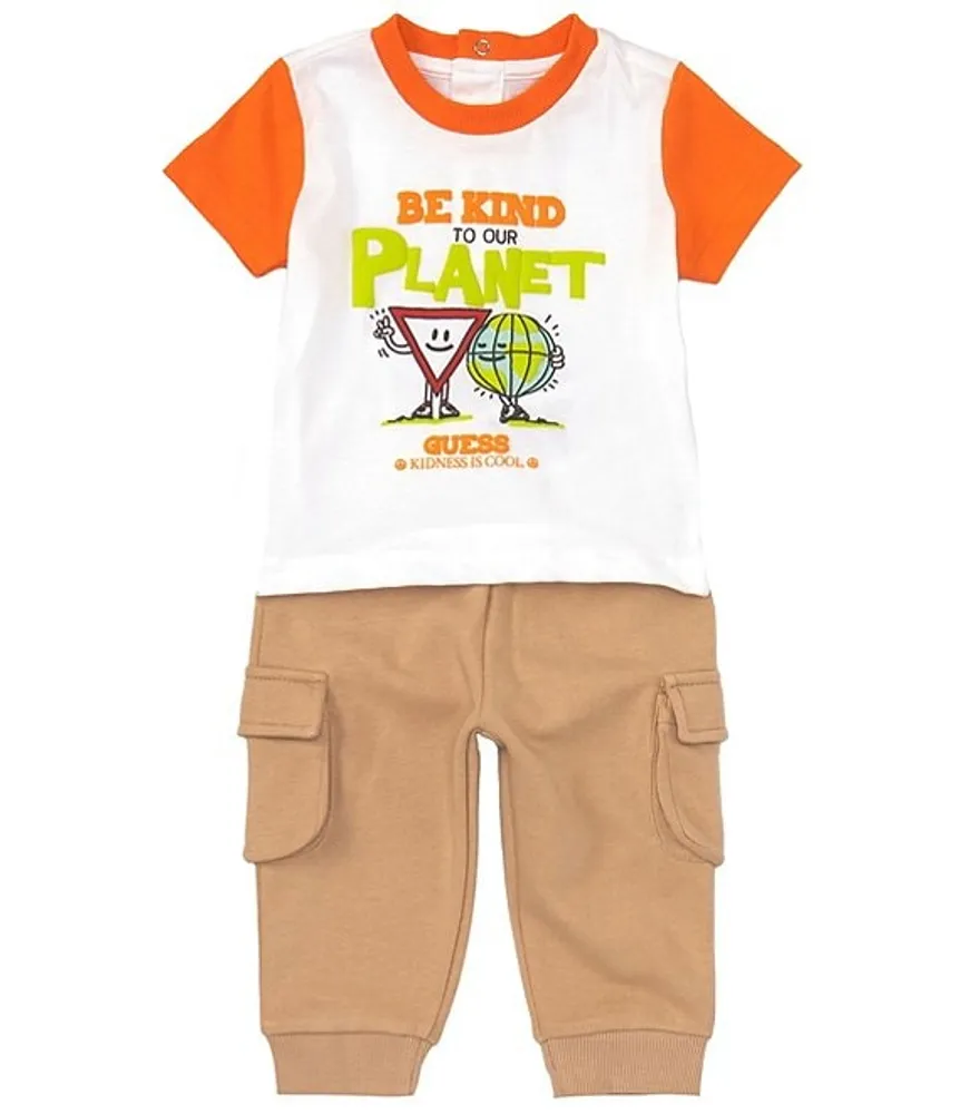 Guess Baby Boys Newborn 24 Months Short Sleeve Color Block Screen