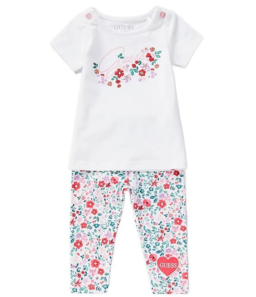 Guess Baby Girls 3 24 Months Glitter Accented Logo Puff Print Tee