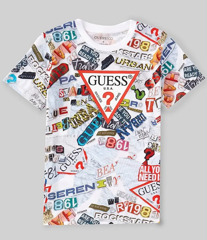 Guess red triangle t hot sale shirt