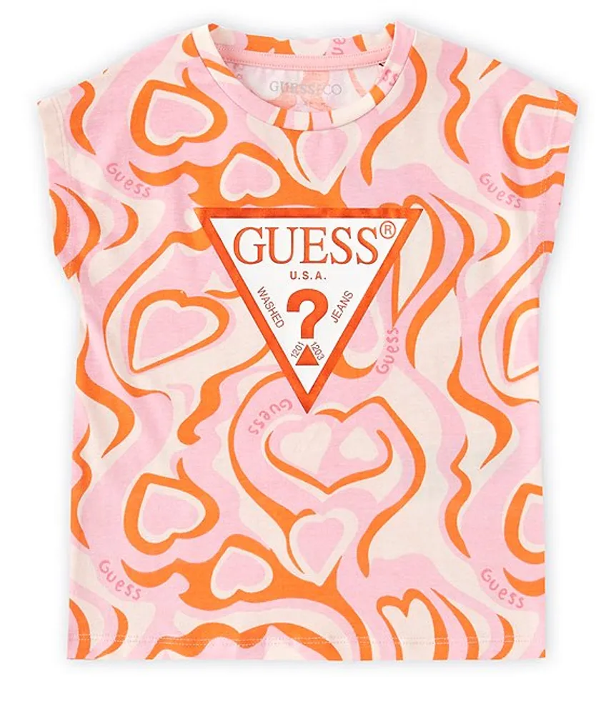Guess Little Girls 2T 7 Short Sleeve Heart Graphic T Shirt
