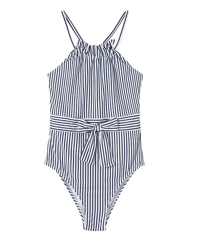 Habitual Big Girls 7-16 Scarlett Stripe with Tie One-Piece Swimsuit ...