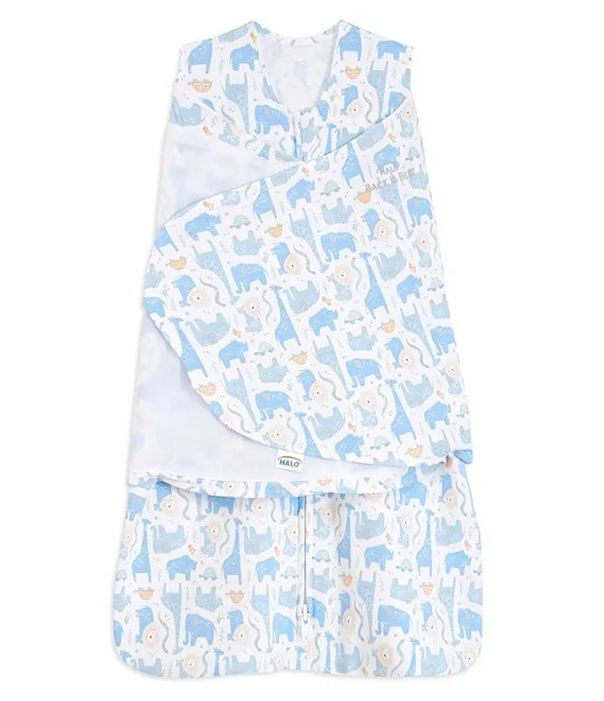 Halo Newborn Blue Safari Sleepsack Swaddle Wearable Blanket