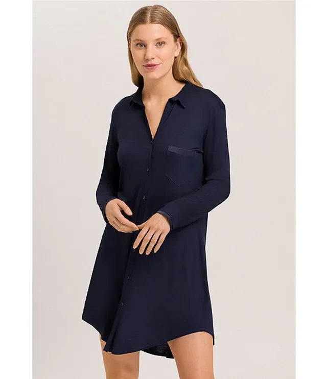 Hanro Grand Central Micro Modal Silk Blend Button Front Nightshirt