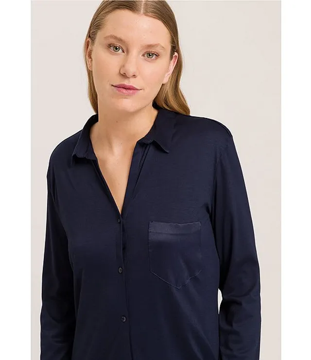 Hanro Grand Central Micro Modal Silk Blend Button Front Nightshirt
