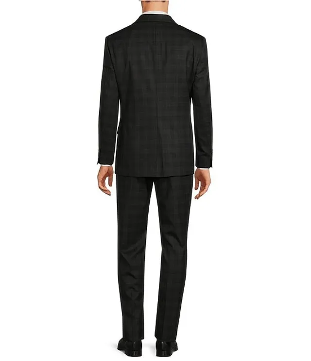 Hart Schaffner Marx Chicago Fit Pleated Black Plaid Performance