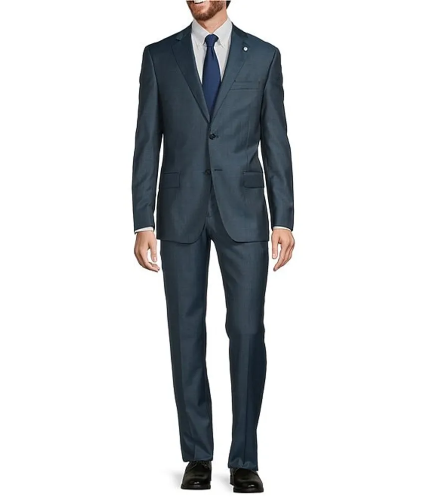 Hart Schaffner Marx New York Modern Fit Flat Front Sharkskin
