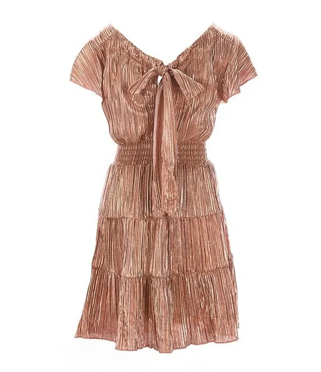 Honey and Rosie Big Girls 7 16 Tiered Gold Dress Pueblo Mall