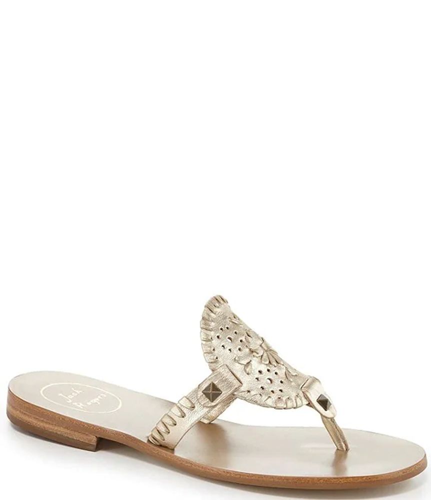 Jack Rogers Leather Whipstich and Stud Detail Sandals