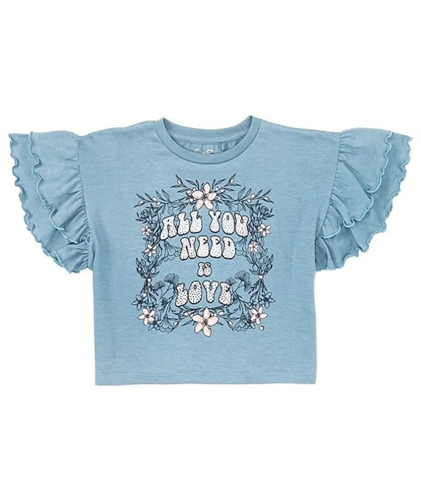 Jessica Simpson Big Girls 7 16 Short Ruffle Sleeve Graphic T Shirt