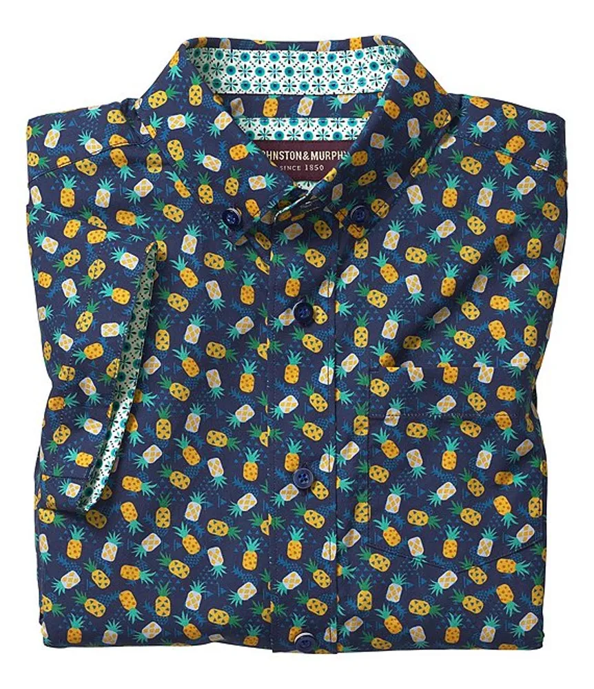 Johnston & Murphy Little/Big Boys 4-16 Navy Pineapple Print Woven