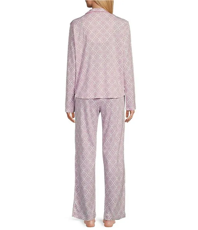 Karen Neuburger Floral Print Long Sleeve Notch Collar Interlock
