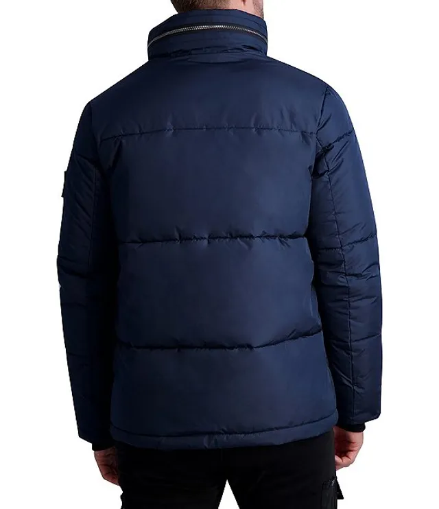 Karl Lagerfeld Paris Fabric Blocked Wool Oxford Down Coat Pueblo