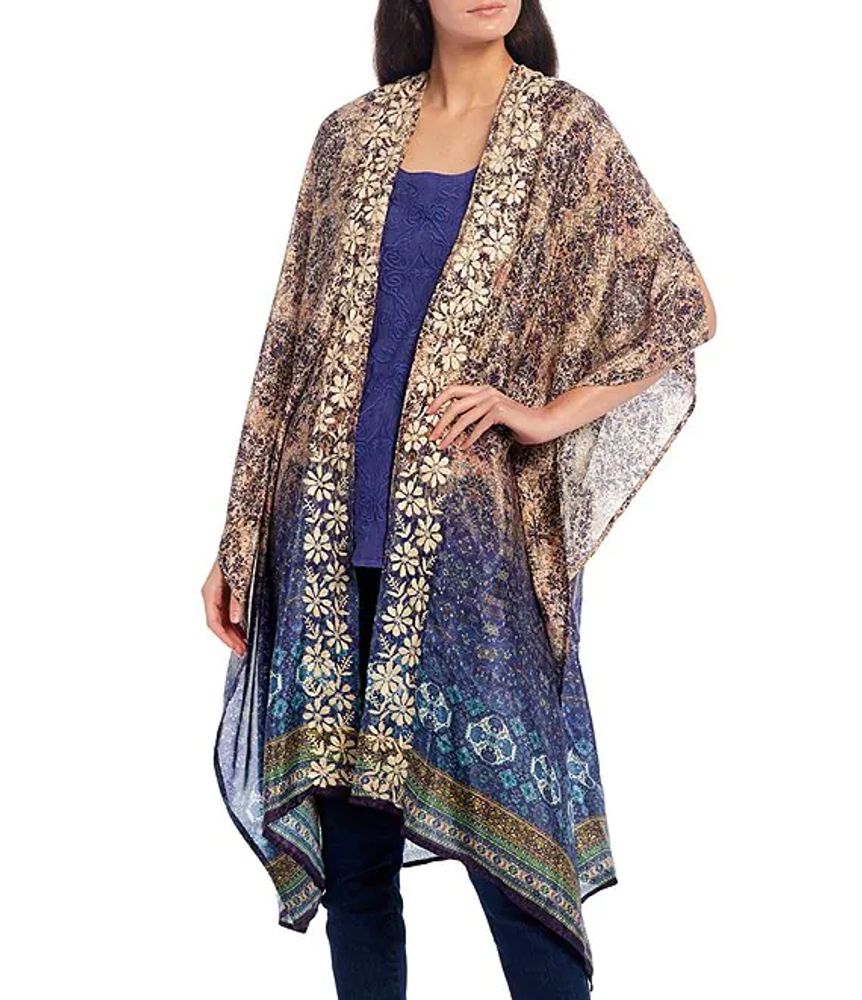 Karyn Seo Pietra Boho-Chic Embroidery Silk Blend Kimono | Alexandria Mall