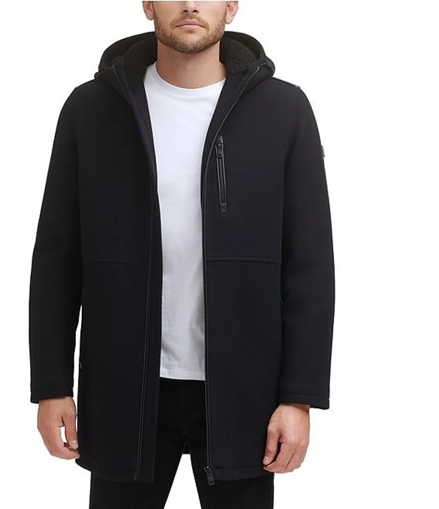 Kenneth Cole New York Long Sleeve Hooded Wool Blend Coat The