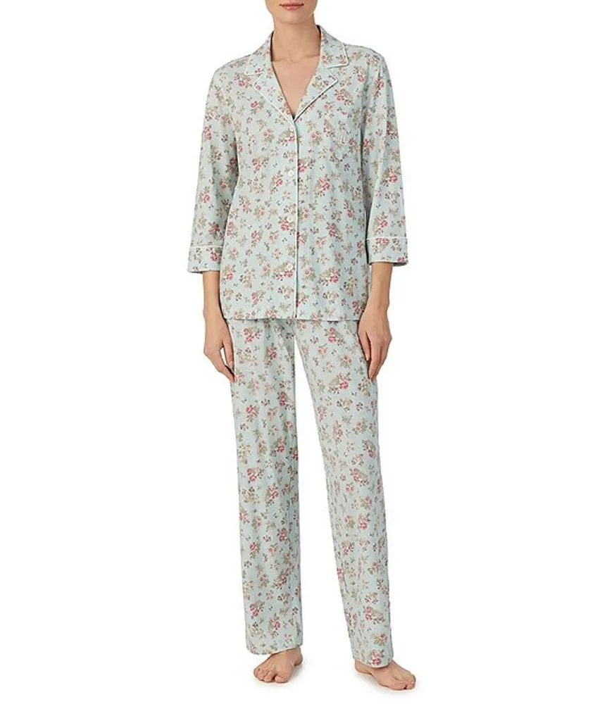 Lauren Ralph Lauren Floral Print 3 4 Sleeve Notch Collar Long Pant
