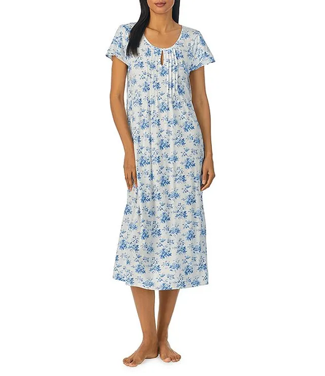 Lauren Ralph Knit Floral Double Flutter Sleeve Ballet Nightgown