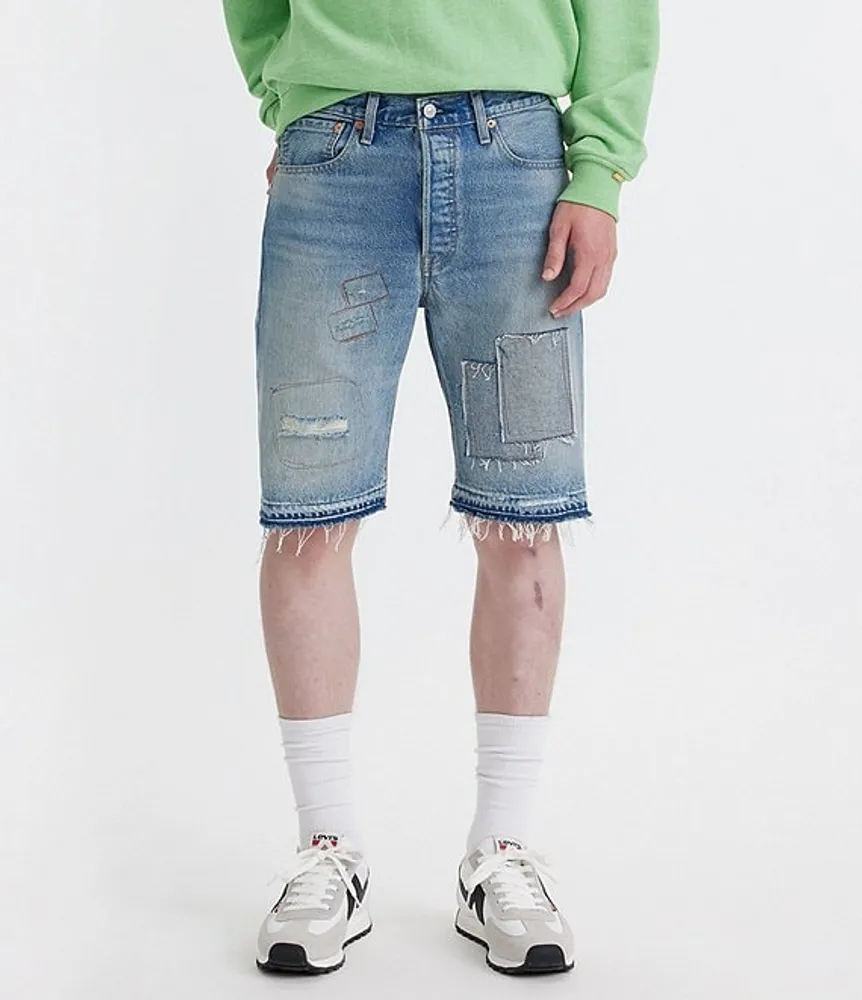Levi s 501 Original Fit 9 double Inseam Regular Destructed Denim