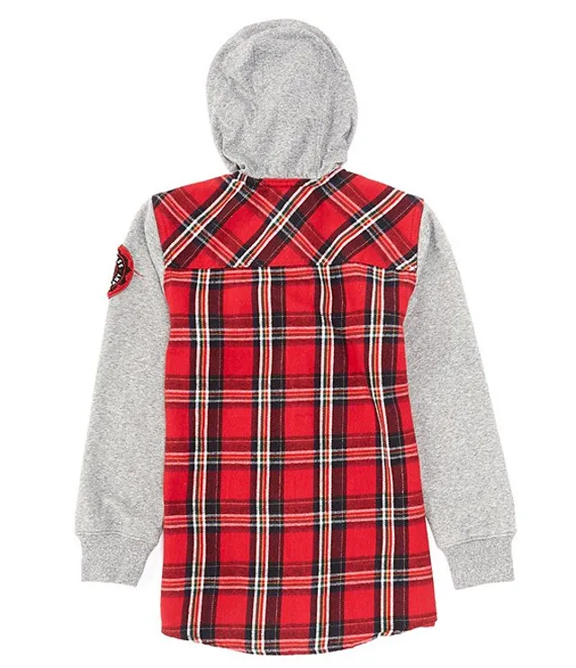 Flannel with online hoodie attached