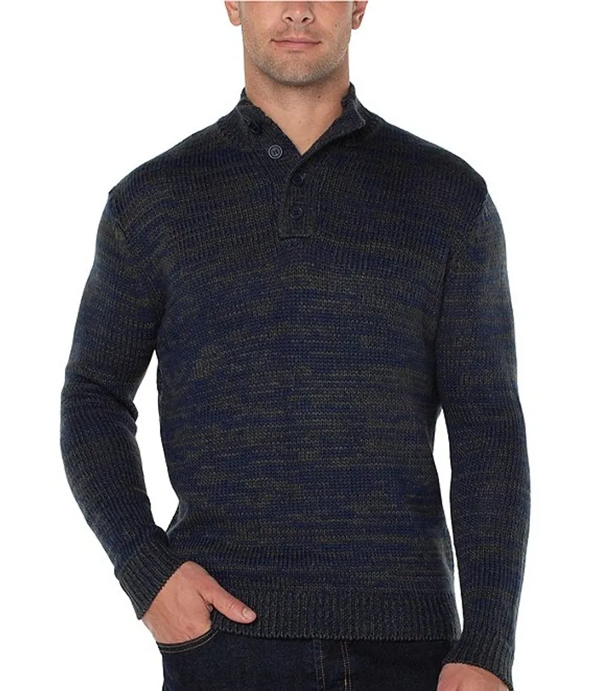 Button mock neck outlet sweater