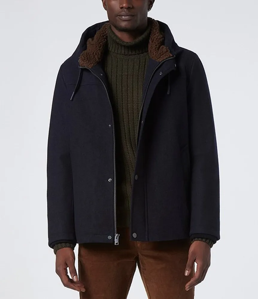 Marc New York Faux Sherpa Lined Palmer Wool Melton Bomber Jacket